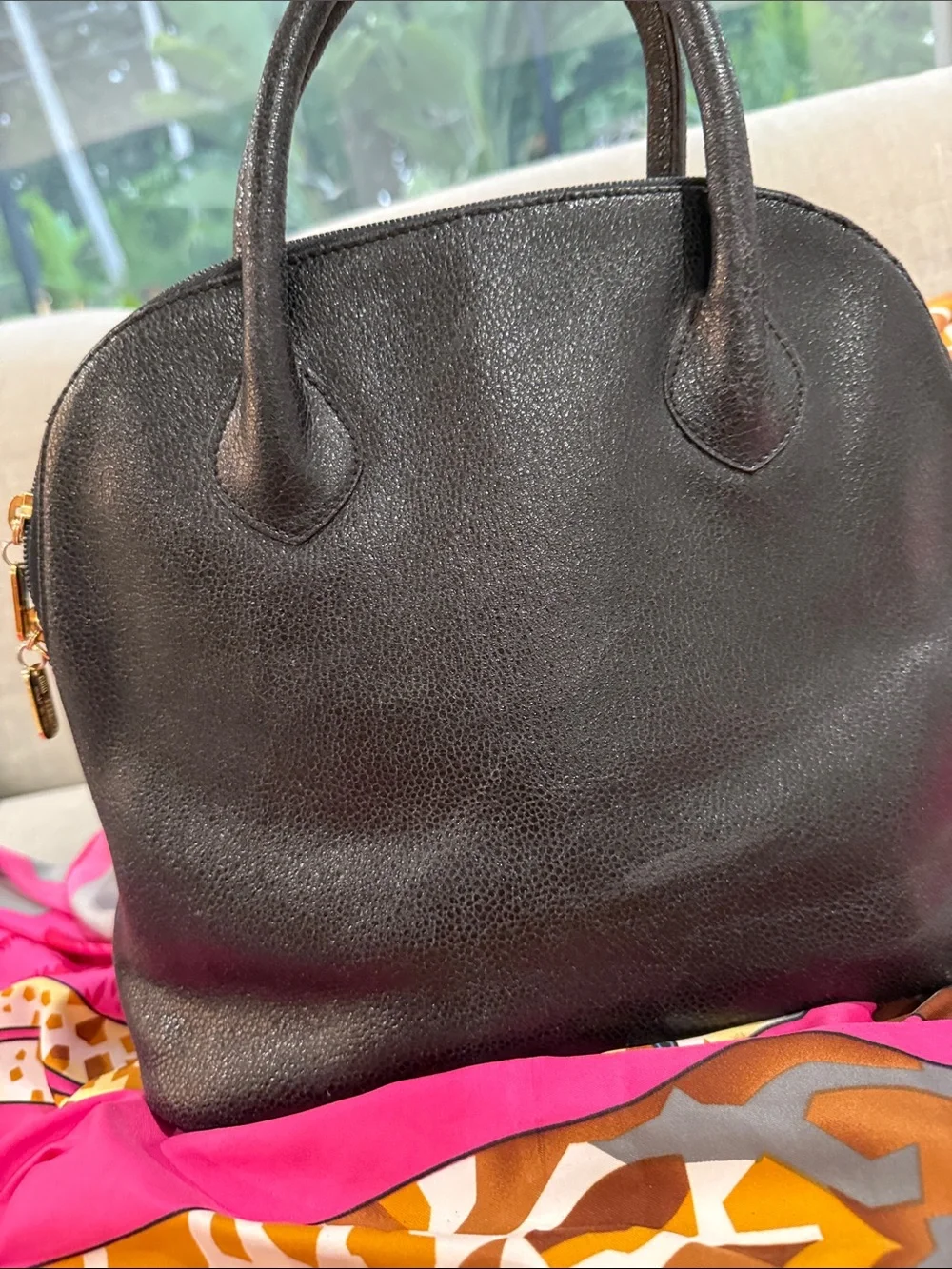 Classic Black Dome Tote with Embossed Logo